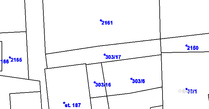 Parcela st. 303/17 v KÚ Šubířov, Katastrální mapa