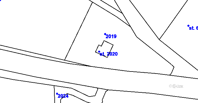 Parcela st. 2020 v KÚ Šubířov, Katastrální mapa