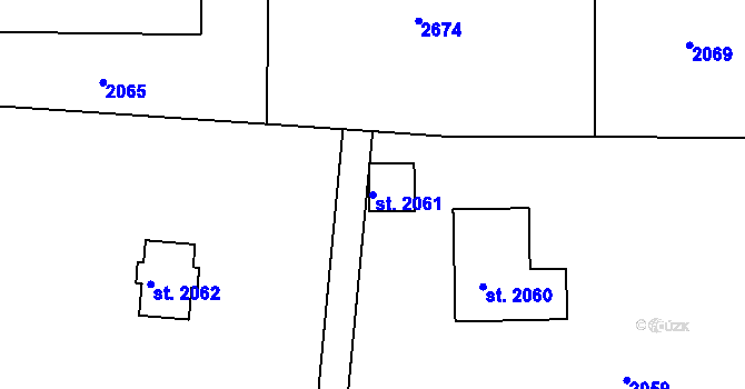 Parcela st. 2061 v KÚ Šubířov, Katastrální mapa