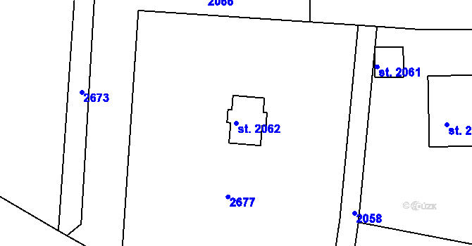 Parcela st. 2062 v KÚ Šubířov, Katastrální mapa