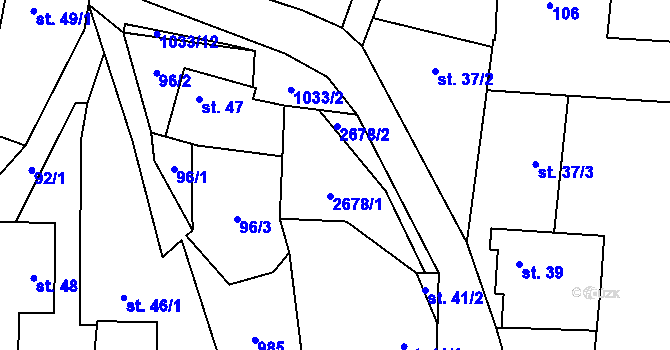 Parcela st. 2678 v KÚ Šubířov, Katastrální mapa