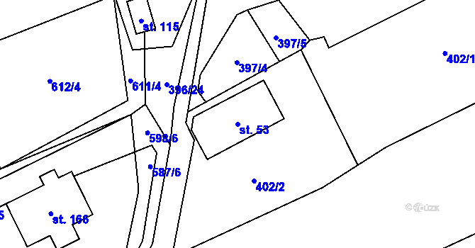 Parcela st. 53 v KÚ Buk pod Boubínem, Katastrální mapa