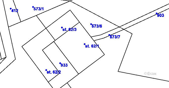Parcela st. 62/1 v KÚ Buk pod Boubínem, Katastrální mapa