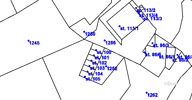 Parcela st. 100 v KÚ Buk pod Boubínem, Katastrální mapa
