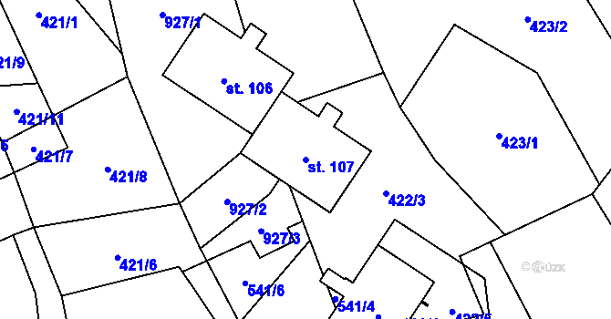 Parcela st. 107 v KÚ Buk pod Boubínem, Katastrální mapa