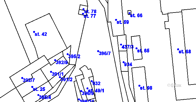 Parcela st. 396/7 v KÚ Buk pod Boubínem, Katastrální mapa