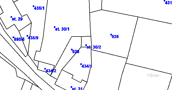 Parcela st. 30/2 v KÚ Buk pod Boubínem, Katastrální mapa