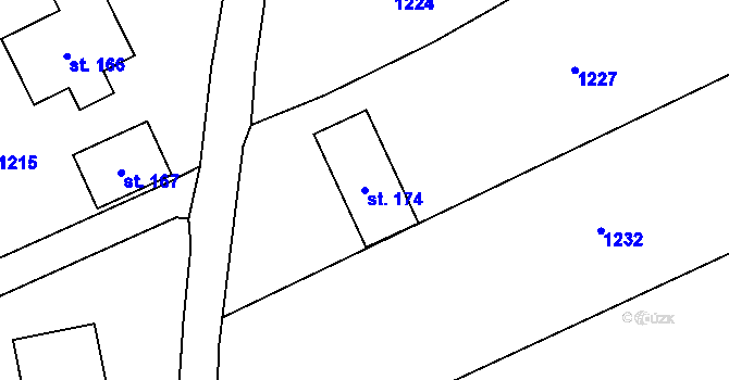 Parcela st. 174 v KÚ Buk pod Boubínem, Katastrální mapa