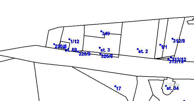 Parcela st. 3 v KÚ Kosmo, Katastrální mapa