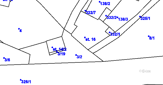 Parcela st. 16 v KÚ Kosmo, Katastrální mapa