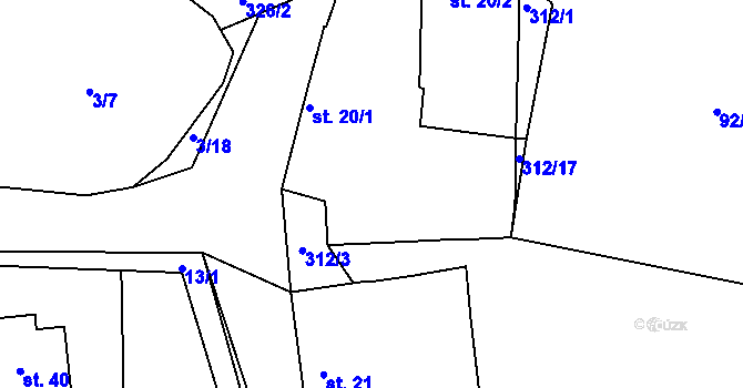 Parcela st. 20/1 v KÚ Kosmo, Katastrální mapa
