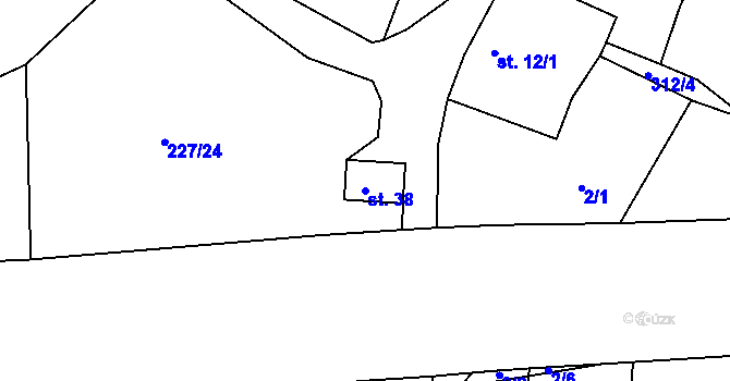 Parcela st. 38 v KÚ Kosmo, Katastrální mapa