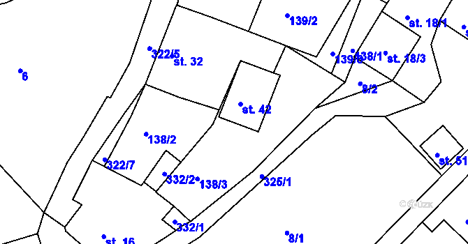 Parcela st. 42 v KÚ Kosmo, Katastrální mapa