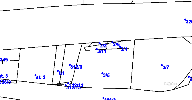 Parcela st. 3/11 v KÚ Kosmo, Katastrální mapa