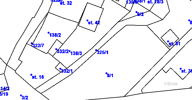 Parcela st. 325/1 v KÚ Kosmo, Katastrální mapa
