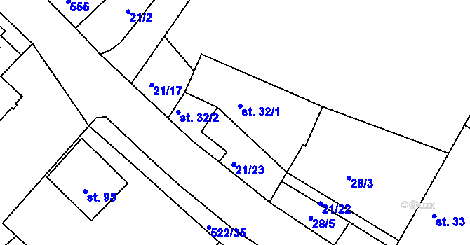 Parcela st. 32/1 v KÚ Šumavské Hoštice, Katastrální mapa