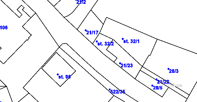 Parcela st. 32/2 v KÚ Šumavské Hoštice, Katastrální mapa