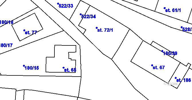 Parcela st. 72/1 v KÚ Šumavské Hoštice, Katastrální mapa