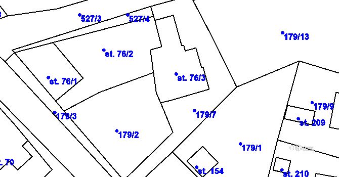 Parcela st. 76/3 v KÚ Šumavské Hoštice, Katastrální mapa