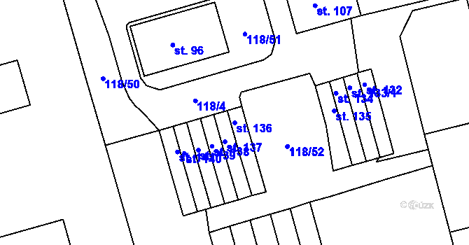 Parcela st. 136 v KÚ Šumavské Hoštice, Katastrální mapa