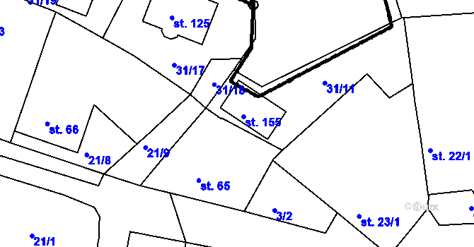 Parcela st. 155 v KÚ Šumavské Hoštice, Katastrální mapa