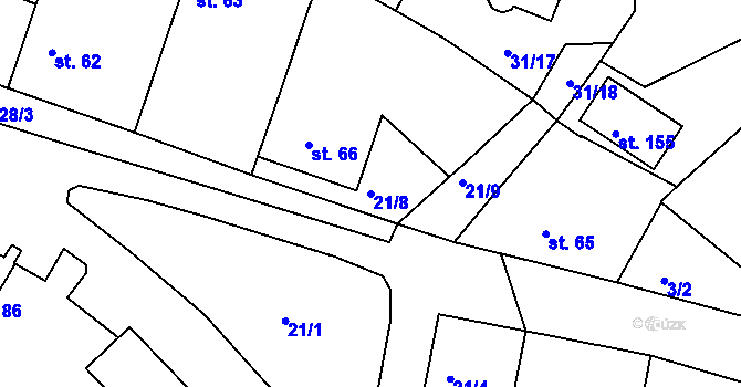 Parcela st. 21/8 v KÚ Šumavské Hoštice, Katastrální mapa