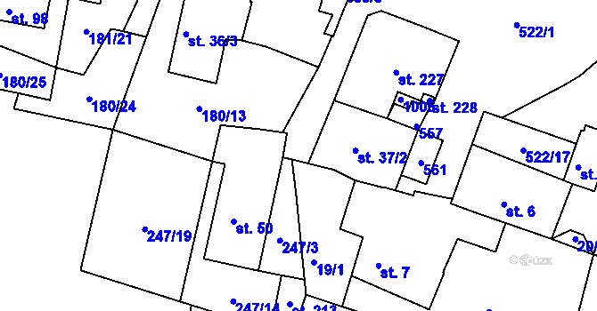 Parcela st. 180/11 v KÚ Šumavské Hoštice, Katastrální mapa