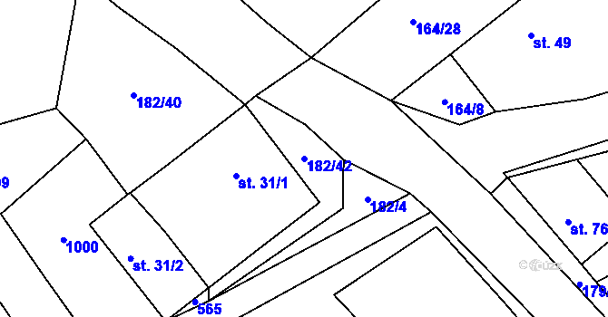Parcela st. 182/42 v KÚ Šumavské Hoštice, Katastrální mapa