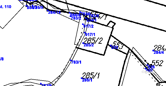 Parcela st. 285/2 v KÚ Šumavské Hoštice, Katastrální mapa