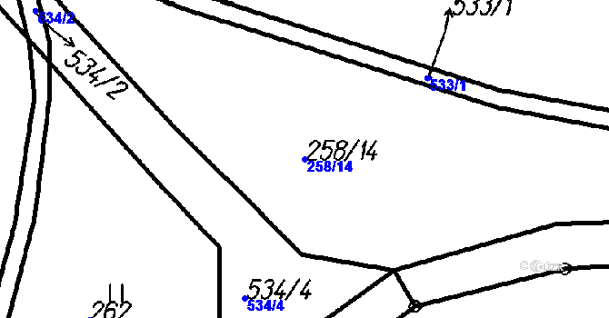 Parcela st. 258/14 v KÚ Šumavské Hoštice, Katastrální mapa