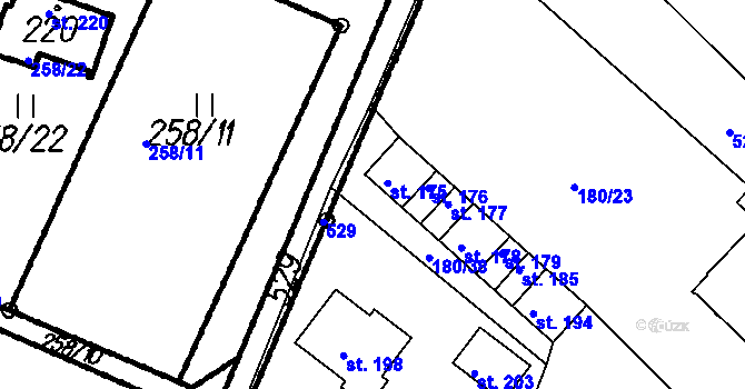 Parcela st. 175 v KÚ Šumavské Hoštice, Katastrální mapa