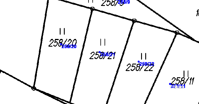 Parcela st. 258/21 v KÚ Šumavské Hoštice, Katastrální mapa