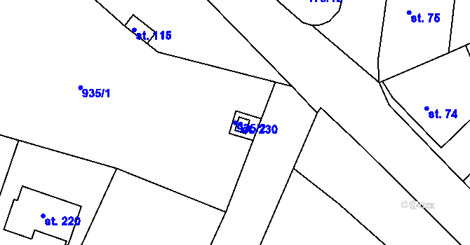 Parcela st. 935/2 v KÚ Šumavské Hoštice, Katastrální mapa