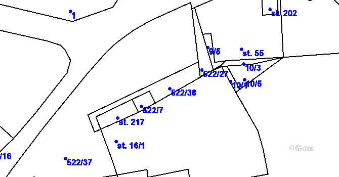Parcela st. 522/38 v KÚ Šumavské Hoštice, Katastrální mapa