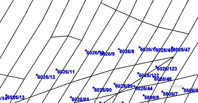 Parcela st. 6026/9 v KÚ Šumice u Uherského Brodu, Katastrální mapa