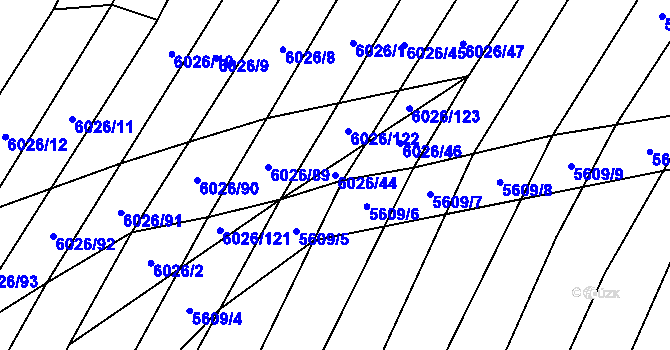 Parcela st. 6026/44 v KÚ Šumice u Uherského Brodu, Katastrální mapa