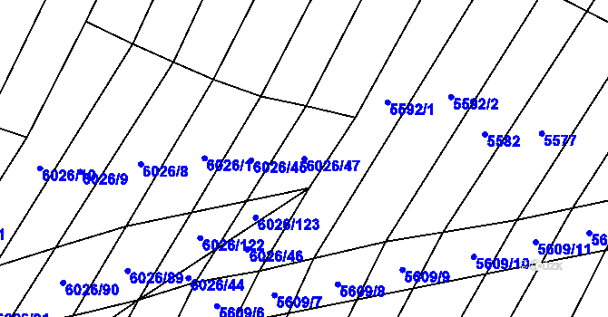 Parcela st. 6026/47 v KÚ Šumice u Uherského Brodu, Katastrální mapa
