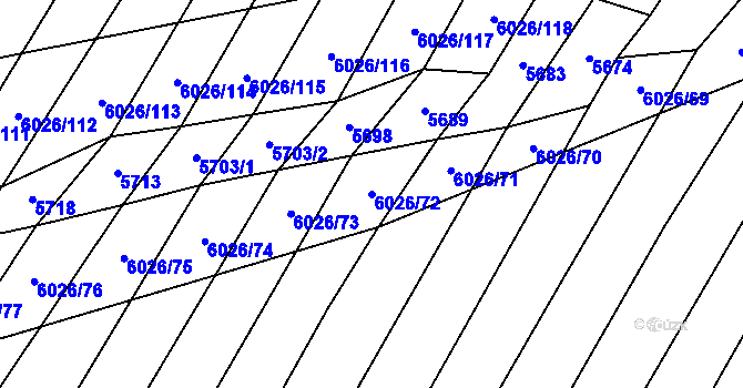 Parcela st. 6026/72 v KÚ Šumice u Uherského Brodu, Katastrální mapa