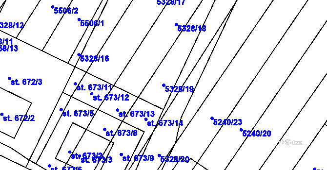 Parcela st. 5328/19 v KÚ Šumice u Uherského Brodu, Katastrální mapa