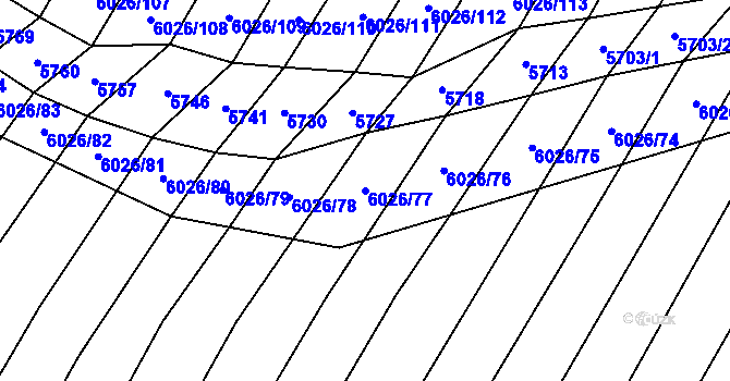 Parcela st. 6026/77 v KÚ Šumice u Uherského Brodu, Katastrální mapa