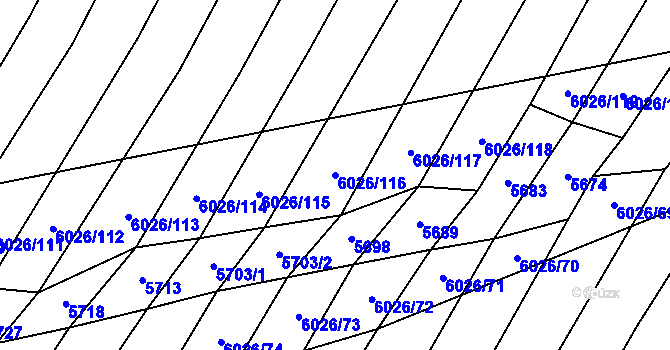 Parcela st. 6026/116 v KÚ Šumice u Uherského Brodu, Katastrální mapa