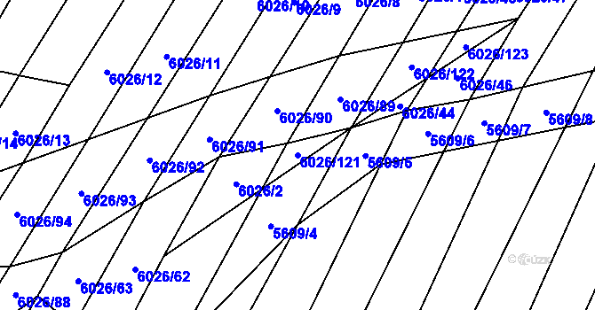 Parcela st. 6026/121 v KÚ Šumice u Uherského Brodu, Katastrální mapa