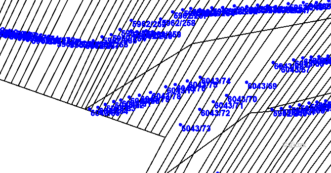 Parcela st. 6043/77 v KÚ Šumice u Uherského Brodu, Katastrální mapa