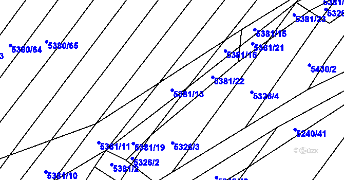 Parcela st. 5381/13 v KÚ Šumice u Uherského Brodu, Katastrální mapa