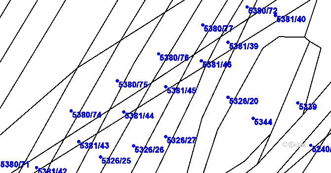Parcela st. 5381/45 v KÚ Šumice u Uherského Brodu, Katastrální mapa