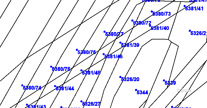 Parcela st. 5381/46 v KÚ Šumice u Uherského Brodu, Katastrální mapa