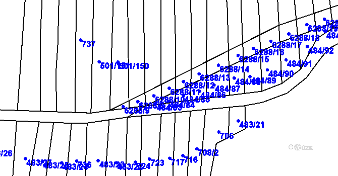 Parcela st. 6288/11 v KÚ Šumice u Uherského Brodu, Katastrální mapa
