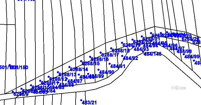 Parcela st. 6288/17 v KÚ Šumice u Uherského Brodu, Katastrální mapa