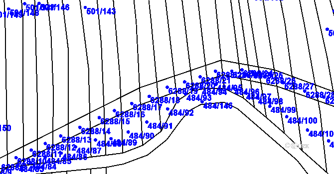 Parcela st. 6288/19 v KÚ Šumice u Uherského Brodu, Katastrální mapa