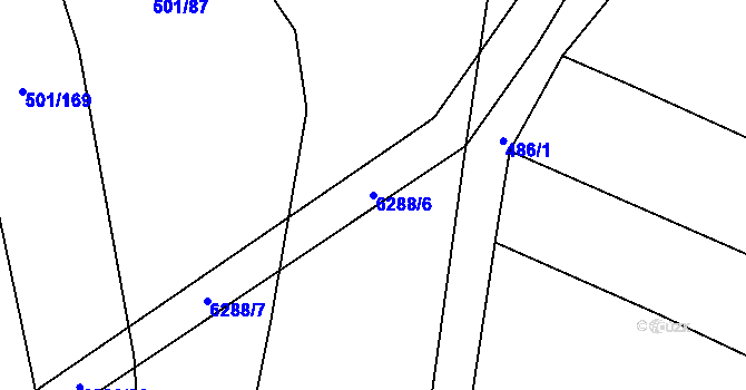 Parcela st. 6288/6 v KÚ Šumice u Uherského Brodu, Katastrální mapa